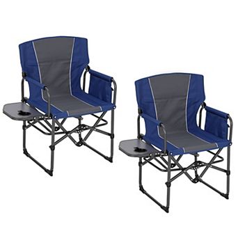 2 Pack Directors Chairs, 400lb Capacity, Folding Outdoor Chair with Side Table & Drink Holder