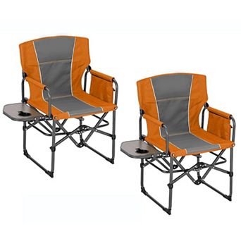 2 Pack Directors Chairs, 400lb Capacity, Folding Outdoor Chair with Side Table & Drink Holder