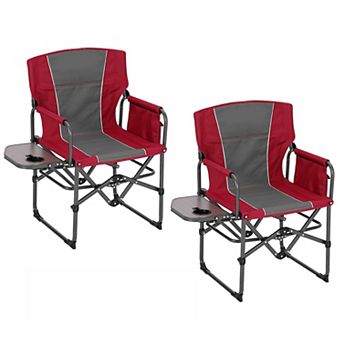 2 Pack Directors Chairs, 400lb Capacity, Folding Outdoor Chair with Side Table & Drink Holder