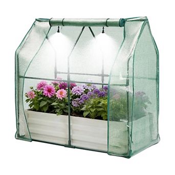 3-in-1 Raised Garden Bed, Galvanized Metal Planter, Greenhouse Cover, Insect Net, Self-Watering