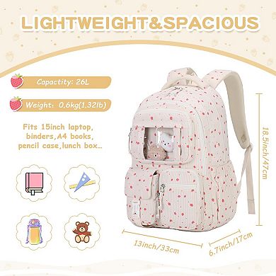 15" Girl Corduroy School Bag Elementary