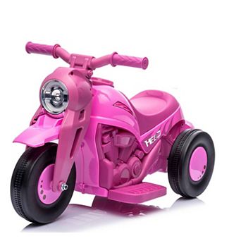 6V Kids Electric 3-Wheel Motorcycle LED Headlights Music AUX Forward Reverse Outdoor Ride-On Toy