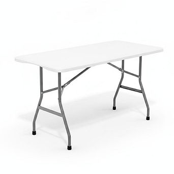 6FT Portable Folding Table with Carry Handle, HDPE Plastic for Camping, Parties, Indoor Outdoor Use