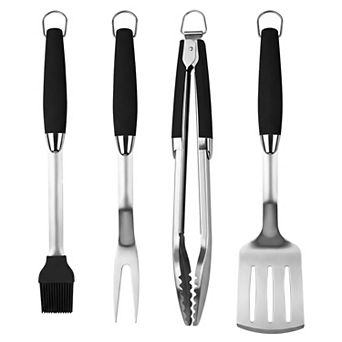 4 pc Barbecue Accessories Kit with Silicone Handle