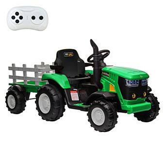 12V Kids Ride On Tractor with Remote Control LED Headlights USB Toy Car for Boys Girls Ages 3-8