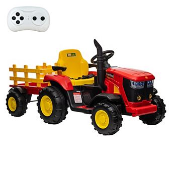 12V Kids Ride On Tractor with Remote Control LED Headlights USB Toy Car for Boys Girls Ages 3-8