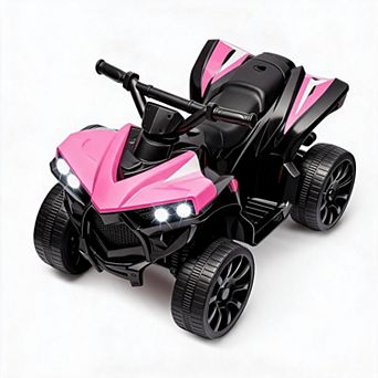 6V Kids Electric ATV Quad 1.8MPH with LED Lights Music Foot Pedal Wear Resistant Wheels Ride-On