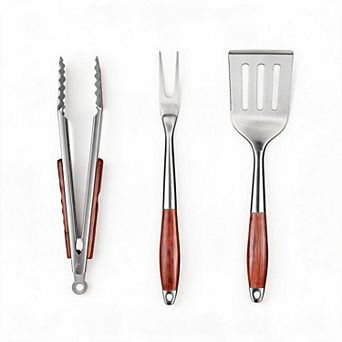 3 pc BBQ Tool Set with Rosewood Handles
