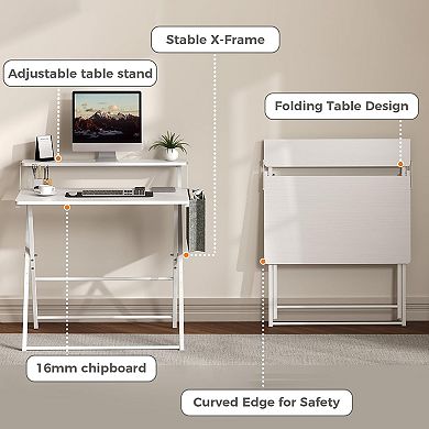 Portable Small Folding Desk with Shelf