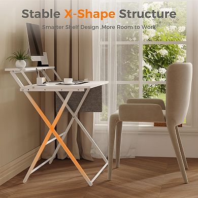 Portable Small Folding Desk with Shelf