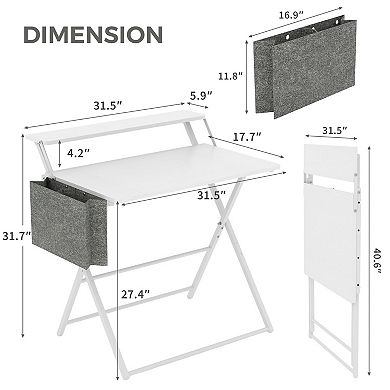 Portable Small Folding Desk with Shelf