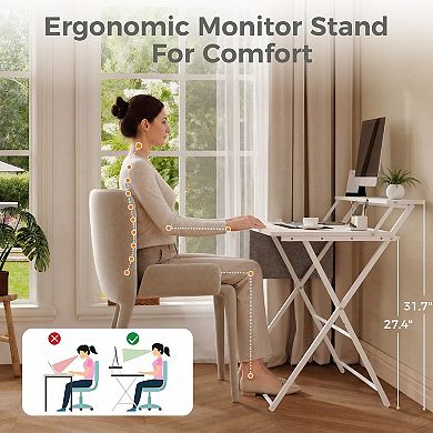 Portable Small Folding Desk with Shelf