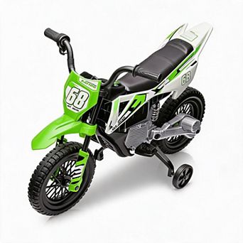 12V Kids Electric Dirt Bike Dual Motor Training Wheels Suspension 3MPH Twist Throttle Ride-On Toy