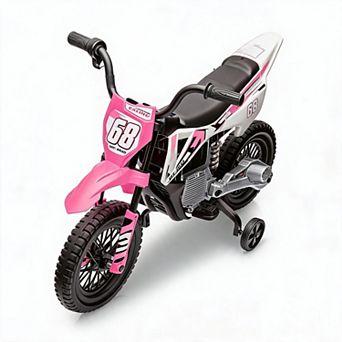 12V Kids Electric Dirt Bike Dual Motor Training Wheels Suspension 3MPH Twist Throttle Ride-On Toy