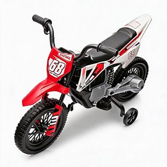 12V Kids Electric Dirt Bike Dual Motor Training Wheels Suspension 3MPH Twist Throttle Ride-On Toy