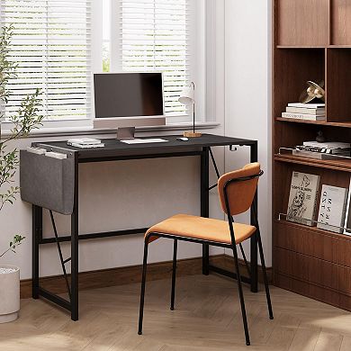 39.4 Inch Folding Gaming Writing Computer Work Desk for Home Office,with Storage Bag and Hook