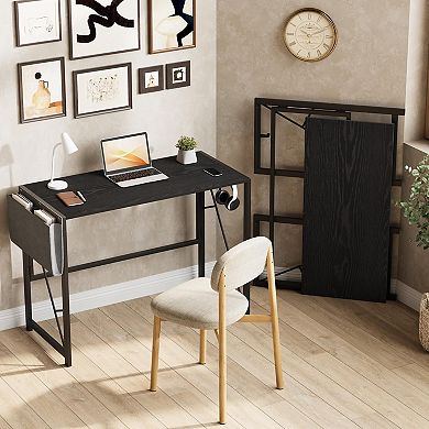 39.4 Inch Folding Gaming Writing Computer Work Desk for Home Office,with Storage Bag and Hook