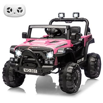 12V Kids Electric Ride-On Car with Parent Remote 3 Speeds Spring Suspension LED Lights Music Horn