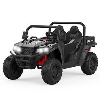 24V 2-Seater Kids Electric Dump Truck with Remote Dump Bed Shovel Key Start Music Safe Ride-On Toy