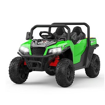24V 2-Seater Kids Electric Dump Truck with Remote Dump Bed Shovel Key Start Music Safe Ride-On Toy