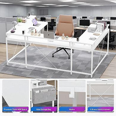Corner Computer Desk Office Desk with Monitor Stand and Shelves