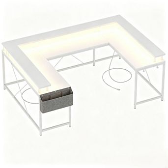 Corner Computer Desk Office Desk with Monitor Stand and Shelves