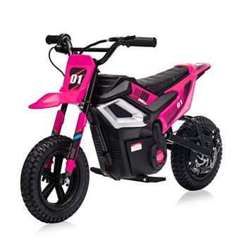 24V 350W Kids Electric Dirt Bike 13.7MPH 12mi Range Rear Suspension Fat Tires Outdoor Motorcycle