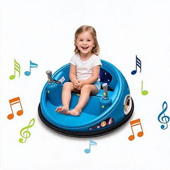 12V Kids Electric Bumper Car 360 Spin Remote LED Lights Music Safety Belt Soft Bumper Indoor Outdoor
