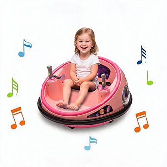 12V Kids Electric Bumper Car 360 Spin Remote LED Lights Music Safety Belt Soft Bumper Indoor Outdoor