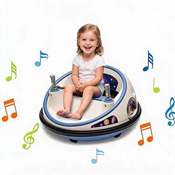 12V Kids Electric Bumper Car 360 Spin Remote LED Lights Music Safety Belt Soft Bumper Indoor Outdoor
