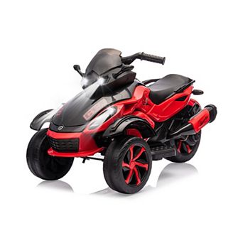 12V Kids Electric 3-Wheel ATV Motorcycle LED Lights Music Treaded Tires Outdoor Ride-On Toy Ages 3-8