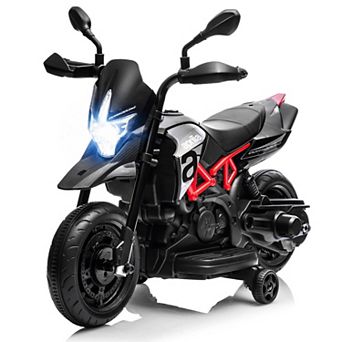 6V Kids Electric Motorcycle Dirt Bike Training Wheels Spring Suspension Headlight Music USB Toy