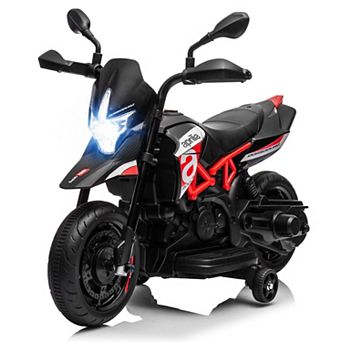 6V Kids Electric Motorcycle Dirt Bike Training Wheels Spring Suspension Headlight Music USB Toy