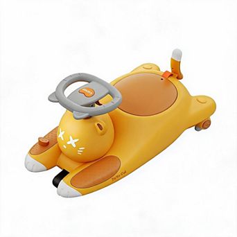 6V Cat Shaped Electric Wiggle Car Twin Seat 2MPH 7Ah Battery Anti Tip Light Up Wheels Indoor Outdoor