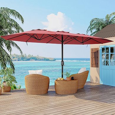 Rectangular Pool Umbrella, 15ft Large Patio Umbrella , Outdoor Market Umbrella,Without Base