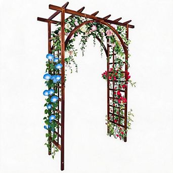 Wooden Garden Arbor Trellis Outdoor Walkway Arch for Climbing Plants Wedding Patio Lawn Backyard