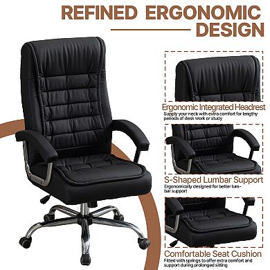 Trikiousd Executive High Back PU Leather Office Chair Ergonomic Swivel Desk Chair