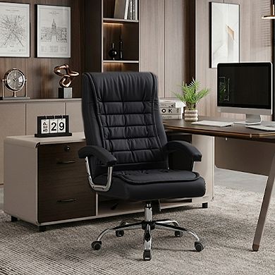 Trikiousd Executive High Back PU Leather Office Chair Ergonomic Swivel Desk Chair