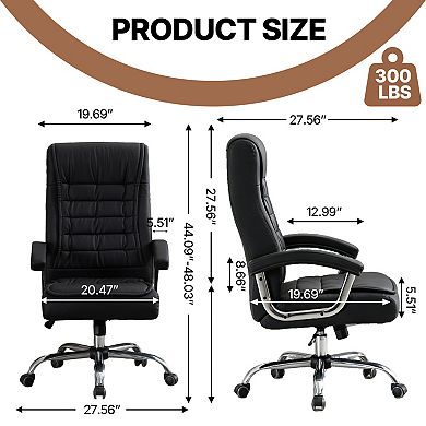Trikiousd Executive High Back PU Leather Office Chair Ergonomic Swivel Desk Chair