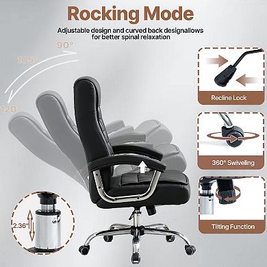Trikiousd Executive High Back PU Leather Office Chair Ergonomic Swivel Desk Chair
