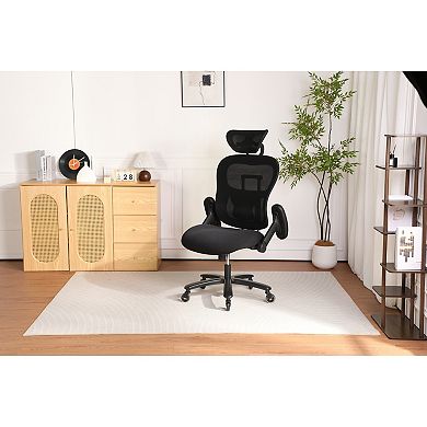 Trikiousd Big and Tall Mesh Office Chair with Adaptive Lumbar Support and Flip-Up Arms