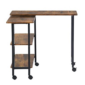 Homy Casa 360° Rotating Computer Desk Rolling Storage Cart for Home Office Small Spaces