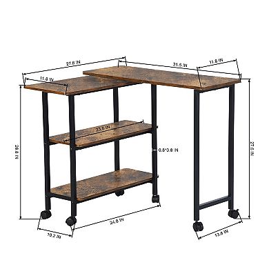 Homy Casa 360° Rotating Computer Desk Rolling Storage Cart for Home Office Small Spaces