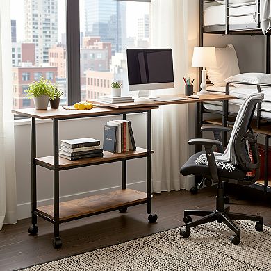 Homy Casa 360° Rotating Computer Desk Rolling Storage Cart for Home Office Small Spaces