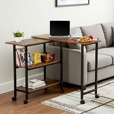 Homy Casa 360° Rotating Computer Desk Rolling Storage Cart for Home Office Small Spaces