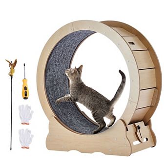 Large Cat Exercise Wheel for Indoor Use, 29.5 Inch Treadmill with Carpet & Teaser