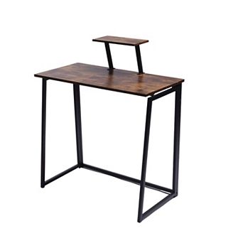 Homy Casa Computer Desk with Monitor Shelf Industrial Small Space Study Table for Home Office