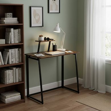 Homy Casa Computer Desk with Monitor Shelf Industrial Small Space Study Table for Home Office