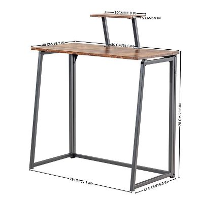 Homy Casa Computer Desk with Monitor Shelf Industrial Small Space Study Table for Home Office