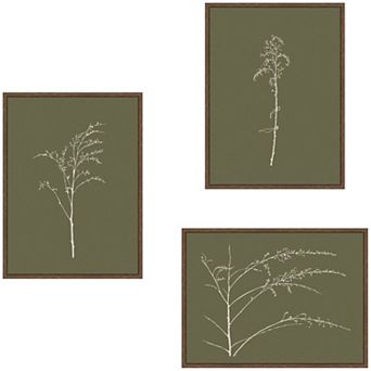 Delicate Botanical Sketch Green 3 pc Framed Canvas Wall Art Set by Stephanie Klatt